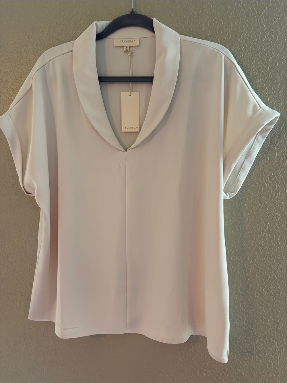 MELLODAY Collar Short Sleeve Blouse in Cream